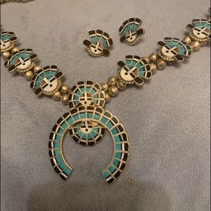 Zuni Sunface Squash Blossom Necklace Helen Hustito